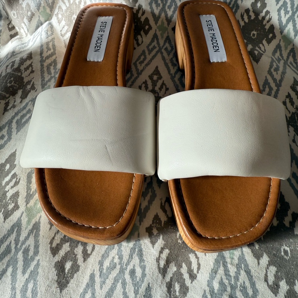 Steve Madden Women's White Slide Sandals